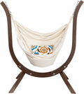 Oncloud Boho Hanging Chair Set - Modern Boho Swing Hammock Chair with Stand for Relax, Stylish Indoor Outdoor Hammock Chair with Stand, 330 LBS, Natural (Carbonized)