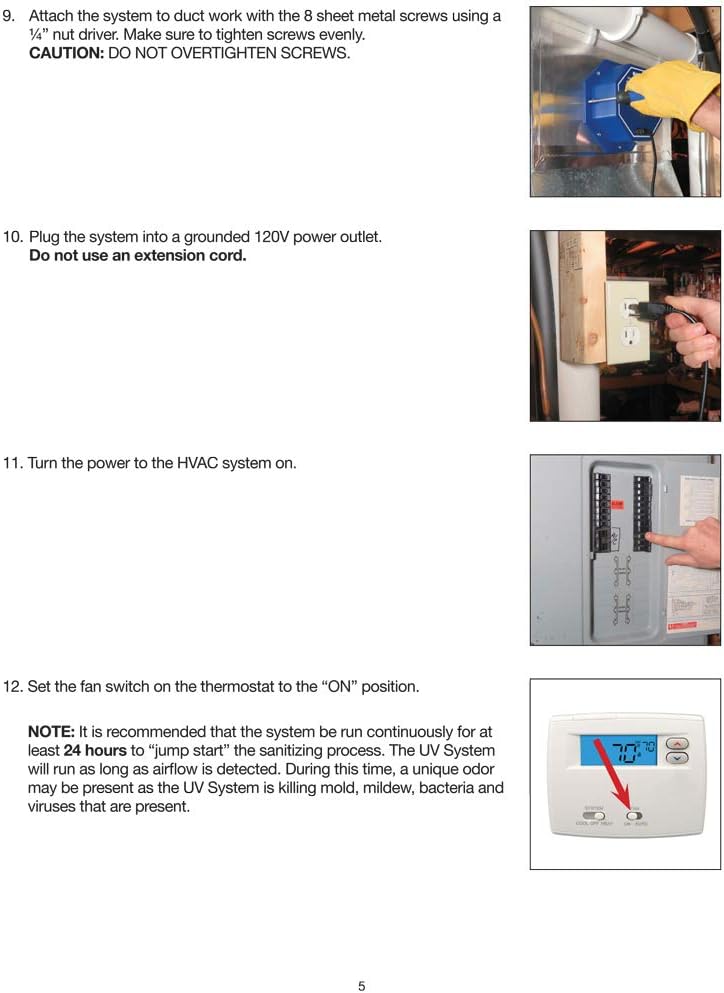 OdorStop OS72PRO UV Air Purifier 72W System with Energy Saving Airflow Sensor and 16-in Bulbs