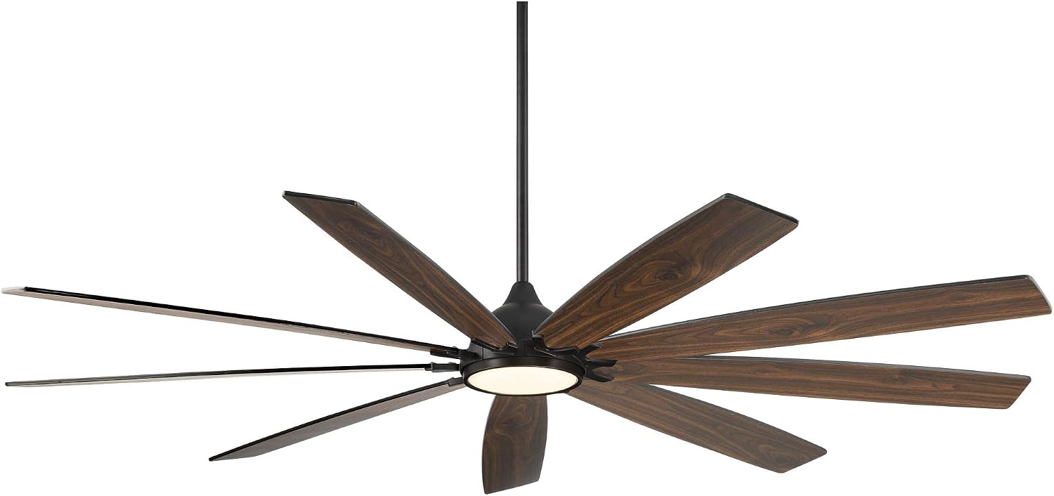 Casa Vieja 72' Tahoe Breeze Industrial Indoor Outdoor Ceiling Fan with LED Light Remote Control Matte Black Dark Walnut Wood Damp Rated for Cottage Core Patio Exterior House Home Porch Gazebo Garage