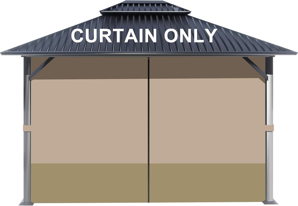 BPS 12' x 16' Gazebo Privacy Curtains with Double Zipper, 4-Panels Side Wall Universal Gazebo Side Panels Replacement for Patio, Outdoor Canopy, Garden and Backyard (Curtain Only)