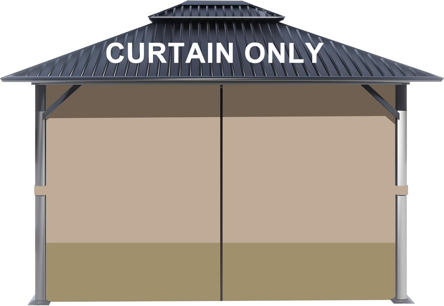 BPS 12' x 16' Gazebo Privacy Curtains with Double Zipper, 4-Panels Side Wall Universal Gazebo Side Panels Replacement for Patio, Outdoor Canopy, Garden and Backyard (Curtain Only)