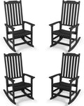 Outdoor Rocking Chairs Set of 4, Oversized All Weather High Back Porch Rocker, Patio Rockers for Outside
