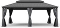 GOWE 14' X 20' Hardtop Gazebo, Upgraded Metal Gazebo with Drainage System, Dual-Layer Galvanized Steel Roof, Curtain and Netting, Outdoor Shelter Canopy for Patio, Garden, and Backyard, Grey