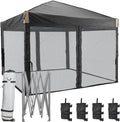 Aoodor 12x12 Ft Pop Up Canopy Tent with Netting, Water-Resistant 210D Oxford Fabric Shade, Easy Assembly Commercial Gazebo with Wheeled Carry Bag & 4 Sand Bags for Camping, Party, Black