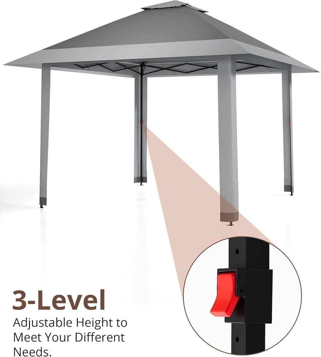 13x13 Pop Up Gazebo, Outdoor Canopy Tent with Mosquito Net, Height Adjustable Canopy Gazebo, Large Shade Tent for Camping, Lawn, Backyard, Garden, Patio