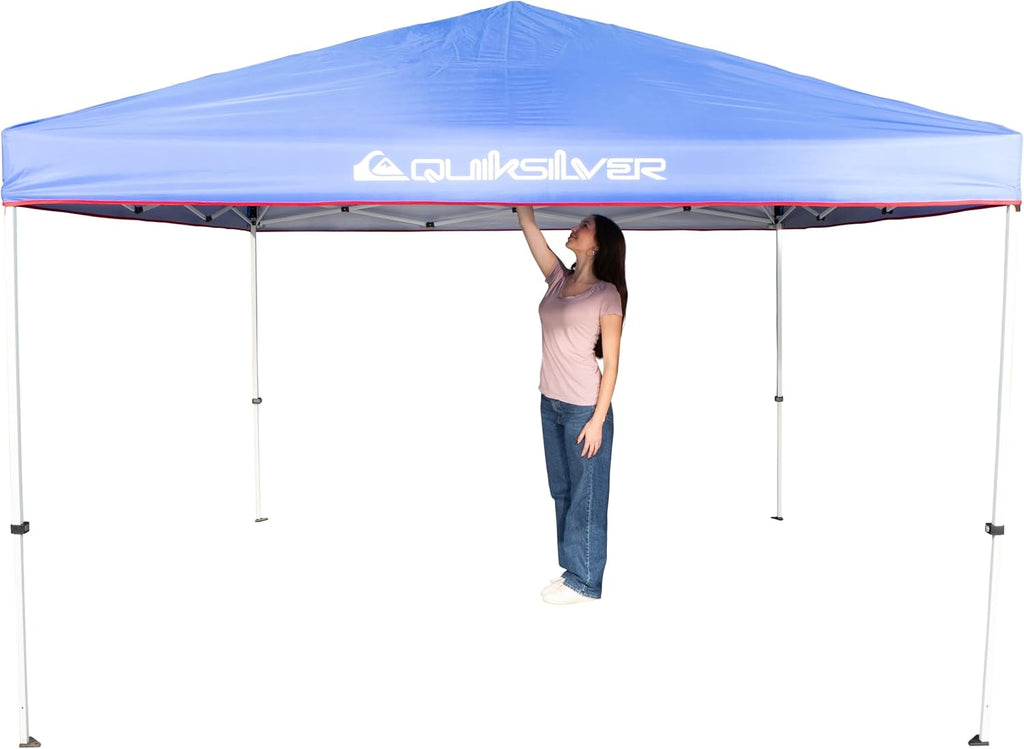 QUIKSILVER Blue 10x10 Pop Up Canopy Shade Tents for Outdoors - Foldable Gazebo Tent, Portable Shade for Yards, Beach, Parties Also Includes a Wheeled Carry Bag