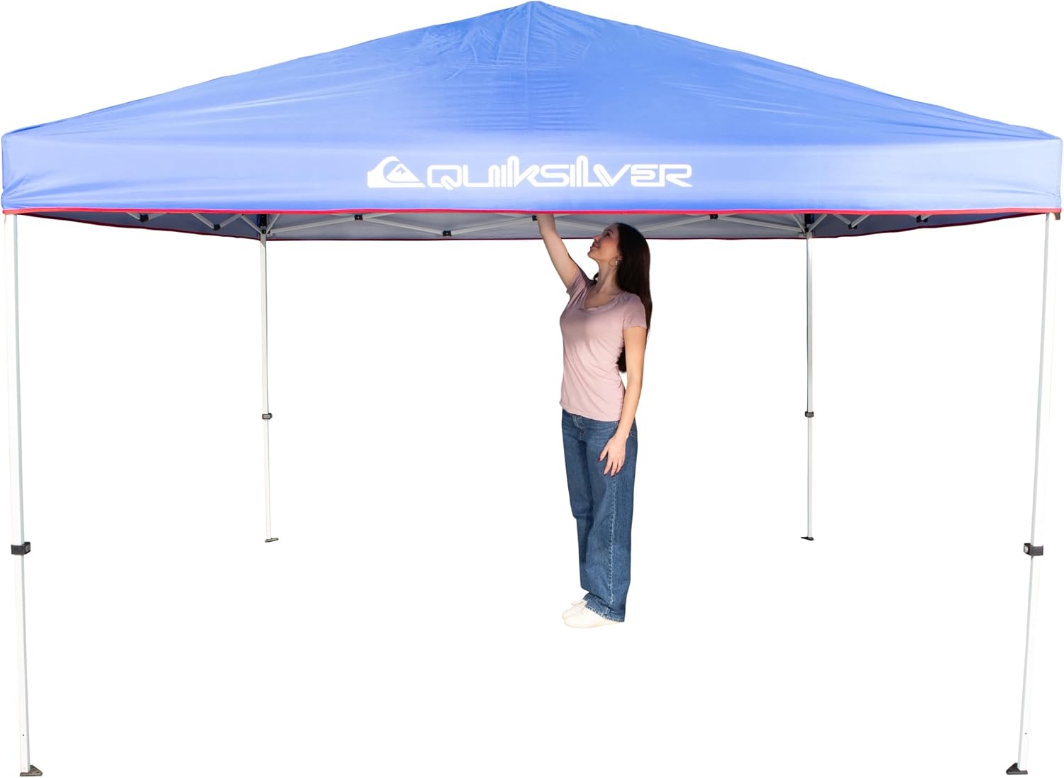 QUIKSILVER Blue 10x10 Pop Up Canopy Shade Tents for Outdoors - Foldable Gazebo Tent, Portable Shade for Yards, Beach, Parties Also Includes a Wheeled Carry Bag