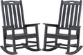 Psilvam Oversized Outdoor Rocking Chair Set of 2, HDPE Porch Rocker Chairs for Adults, All Weather Resistant Rocking Chairs for Patio Lawn Garden, 350lbs Weight Capacity (Black)