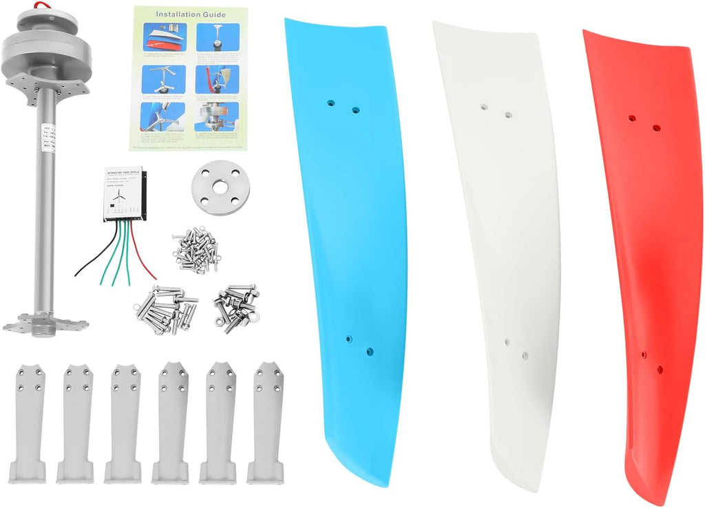 Wind Generator, 400W 24V 3 Blade Vertical Wind Turbine Generator Vertical Axis Wind Turbine Vertical Wind Generators Kit Wind Power Generators w/Controller for Home Business Ships