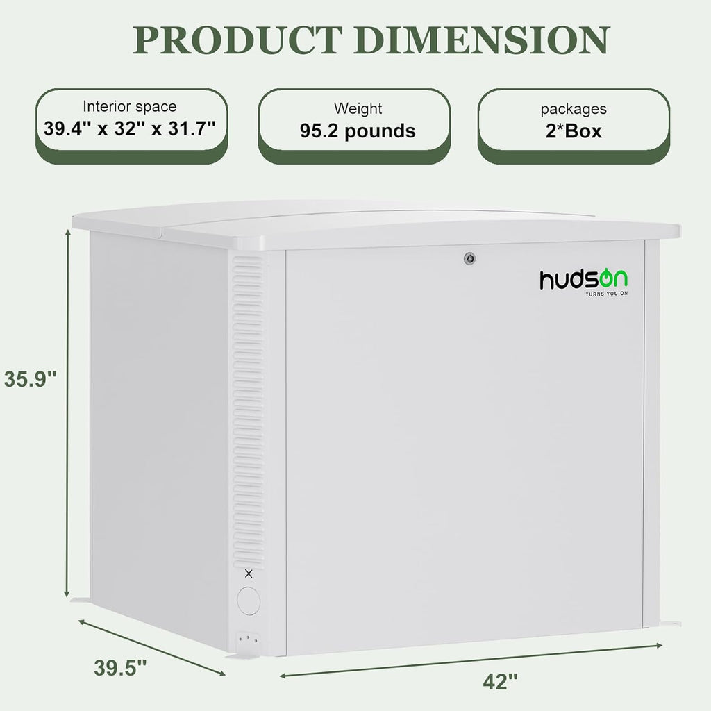 Hudson Generator Box, SD Aluminum Generator Enclosure with Ventilation, Heat Dissipation & Reduce Noise, Accommodates The Maximum Size of 39.4'x32'x31.7', White