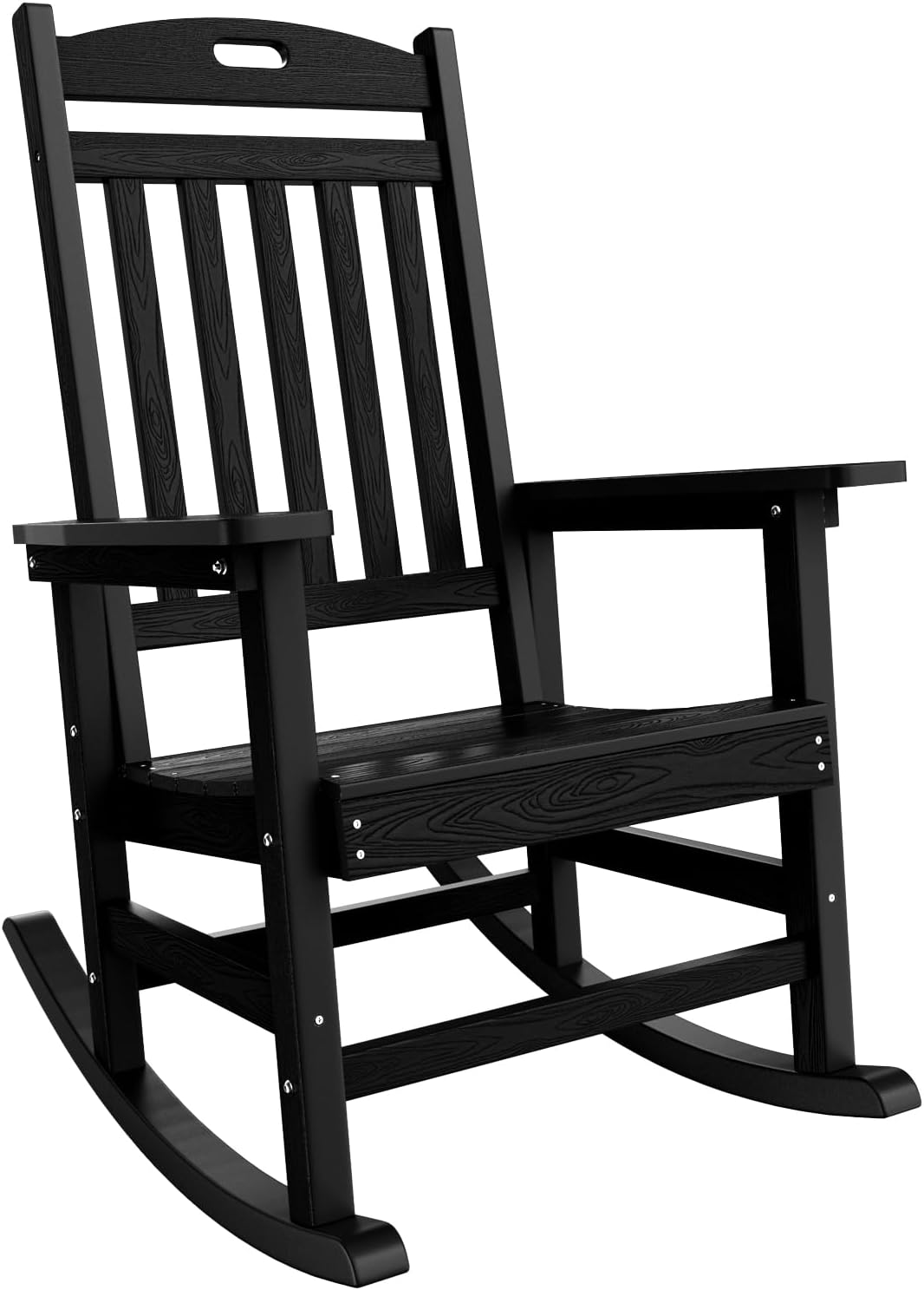 YEFU Outdoor Rocking Chair Porch: Outdoor Patio Rocking Chairs-Oversized Rocker Chair-All Weather Poly Rocker Lawn Chairs for Adult-Seat Area 22'x21'-Backrest Height 31'-380lbs Weight Capacity-Black