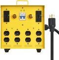 30-Amp Portable Power Center, Split 240VAC Input into 2 Separate 120VAC Output, A&B Zone Independent Control with 2 Mini Voltmeter and Ammeter