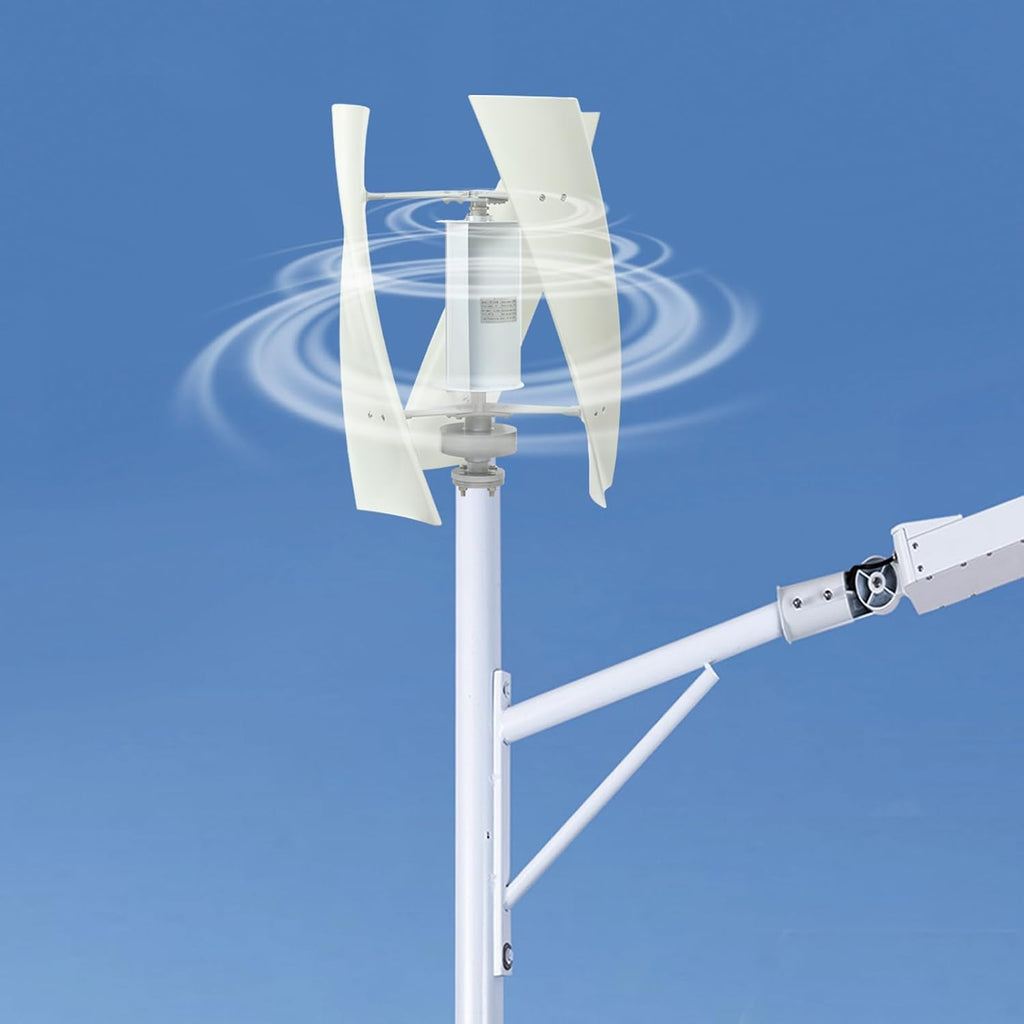 Wind Generator, 500W 12V 3 Blade Vertical Wind Turbine Generator Vertical Axis Wind Turbine Vertical Wind Generators Kit Wind Power Generators w/Auxiliary Wind Wheel for Home, Business, Ships
