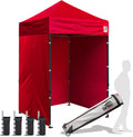 Eurmax USA 5x5 Pop Up Canopy Tent,Commercial Tent with Patented No-Tip Rolling Bag,4 Zippered Removable Walls,UV & Water Resistant Canopy Top,Heavy Duty Outdoor Gazebo,Instant Shelter(Red)