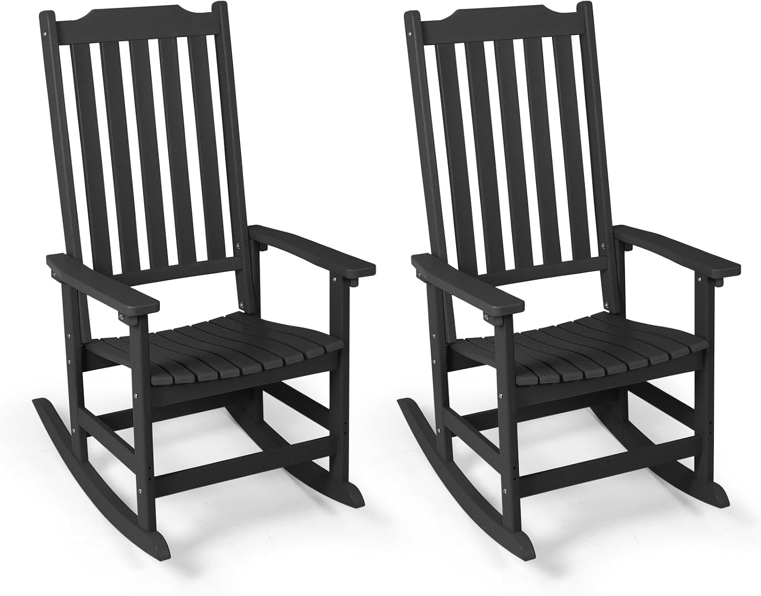 Outdoor Rocking Chairs Set of 2, Oversized All Weather High Back Porch Rocker, Patio Rockers for Outside