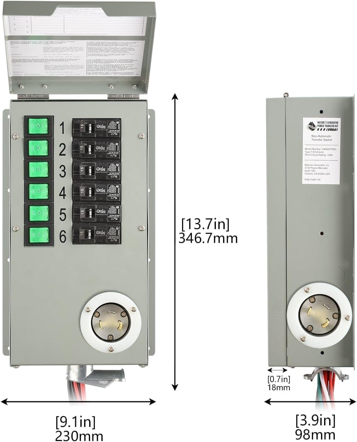 Nature's Generator Lithium 3600 Platinum PE,1 x Lithium 3600 + 1 x Pod + 4x 100w Panels + 6 Circuit Transfer Switch + 50' Cable