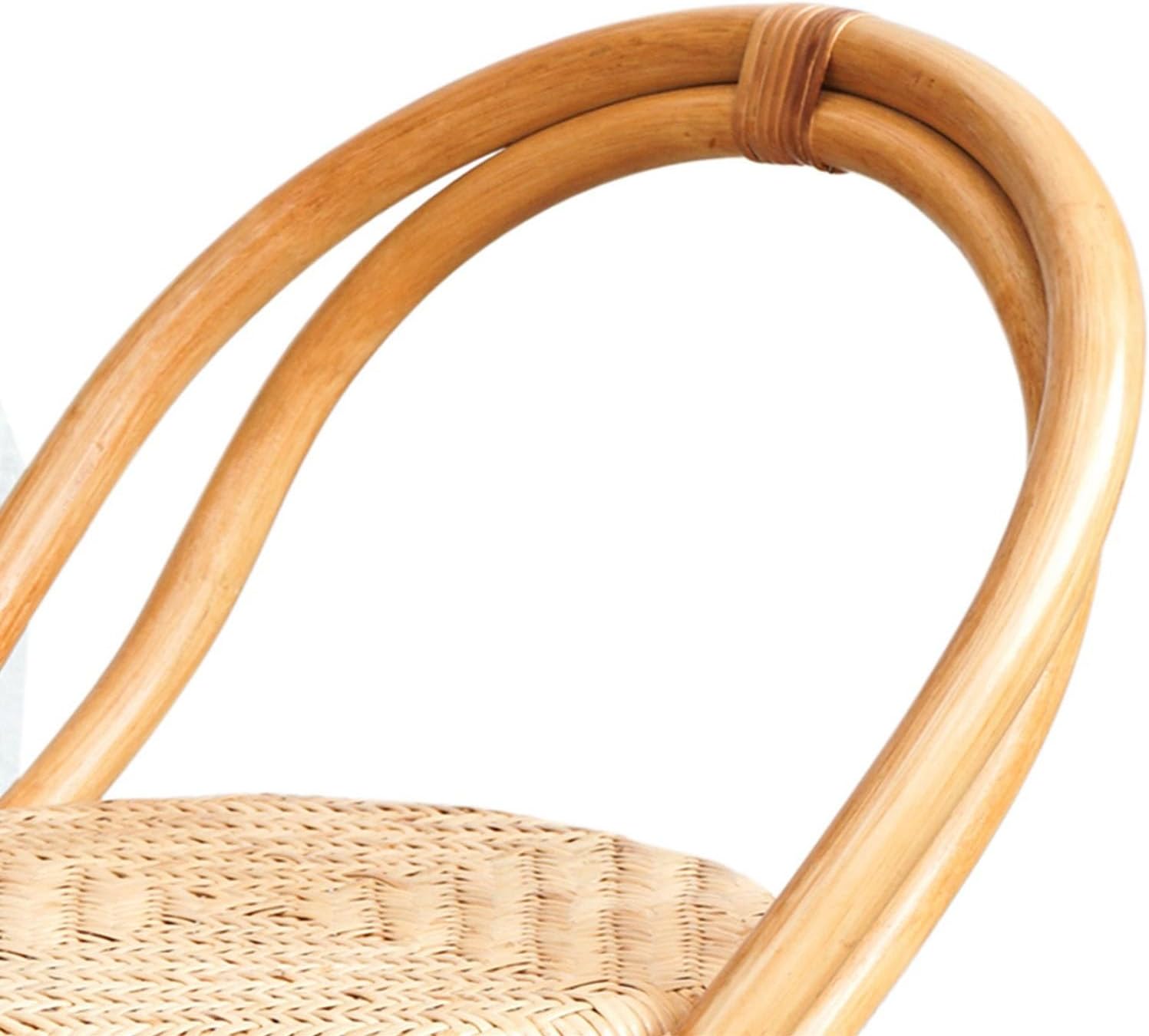 Home Rattan Chairs - Natural Rattan Chair, Hand Woven Hanging Chair for Kids, Japanese Style Portable Seat Patio Lounge Chair for Living Room and Balcony (Yellow)