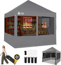 CROWN SHADES Pop Up Canopy Tent with 4 Mosquito Netting, Instant Commercial Tent with 1-Person Setup Patended Centerlock, 400D Silver Coated Fabric, 4' Wheels, Sto'N Go Bag,
