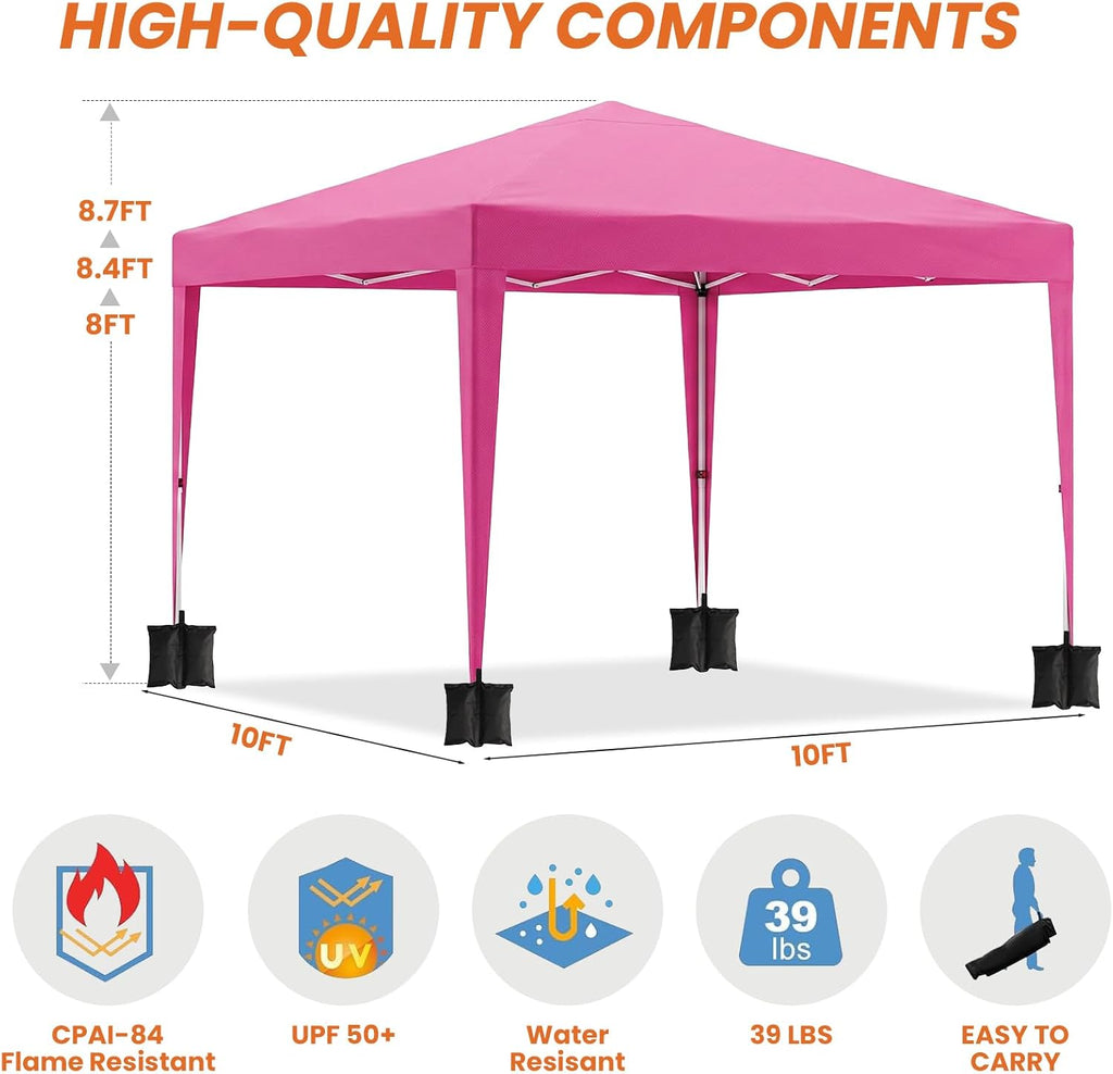 10x10 Pop Up Canopy Outdoor Party Tent with 4 Sidewalls, Outdoor Wedding Party Tent Waterproof UV50 Commercial Canopy Event Shelter Gazebo Tents for Parties, 4 pcs Weight Bag,Carry Bag