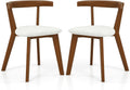 Giantex Wooden Dining Chairs Set of 2, Farmhouse Hanging Kitchen Chairs w/Rubber Wood Frame, Padded Seat, Curve Back, Armless Upholstered Side Chairs for Home Living Room Dining Room, Walnut+Gray