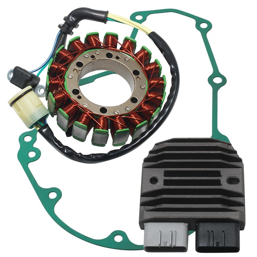 Stator Coil Rectifier Gasket Set Compatible with for Honda TRX680FA Rincon 2006-2014, for Honda TRX680FGA Rincon 680 GPScape 2006-2009, Generator Cover OEM: 11396-HN8-A60 Regulator OEM: 31600-HP0-A01