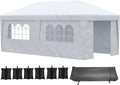 Outsunny 10' x 19.5' Pop Up Canopy with Sidewalls, UPF 30+ Height Adjustable Large Party Tent Event Shelter with Sandbags and Wheeled Carry Bag for Garden, Patio, White