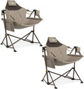 TIMBER RIDGE Hammock Camping Chair with Adjustable Backrest, Heavy Duty Folding Hammock Chair Supports 300lbs, Portable Hammock Chair for Camping, Travelling and Patio, Tan 2 Pack