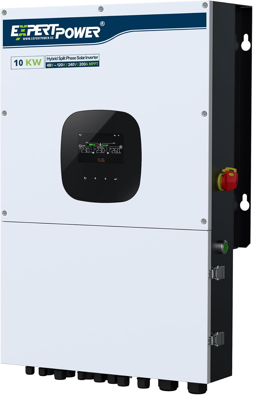 ExpertPower 10KW 48V - 120V/ 240V/ 208V Hybrid Solar Inverter | 12KW Solar PV Input, 10000W AC Output | Max. 60KW in Parallel | UL1741 | Built-in WiFi | Home, Cabin, Off-Grid, Grid-Tie Solar System