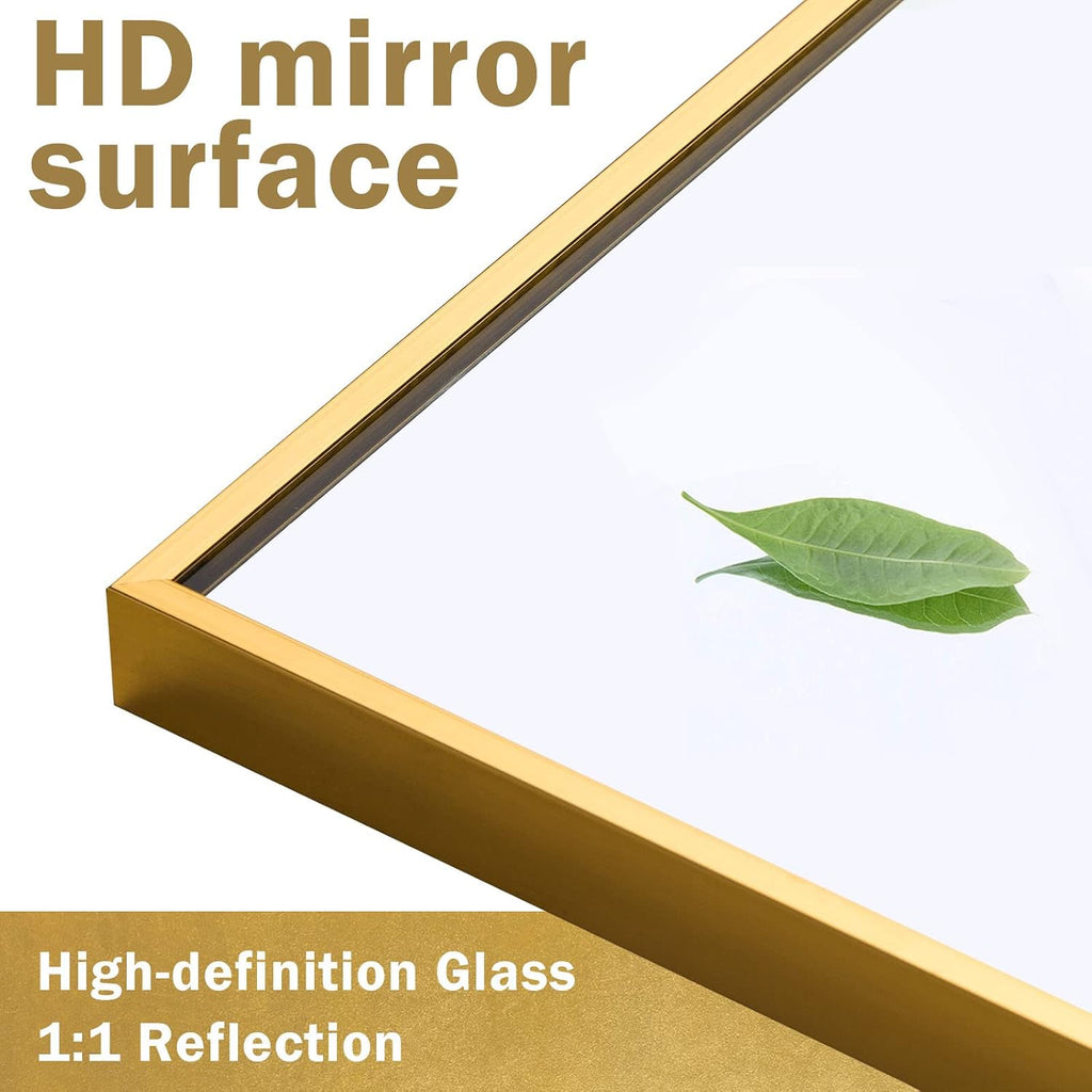 NeuType Full Length Mirror, 64'x21' Body Mirror with Stand Floor Standing Wall-Mounted Hanging or Leaning Against Wall Aluminum Alloy Thin Frame (Gold)