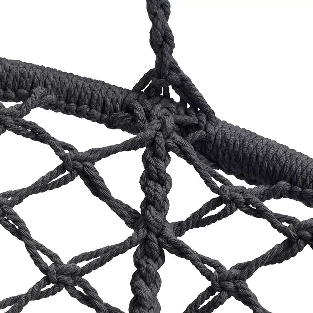 Hanging Swinging Chair, Macrame Hammock Hanging Swinging Chairs with Soft Cushions and Hardware Accessories, Hanging Chair for Indoor and Outdoor Use, 3 Installation Methods, Beige (3, Black)