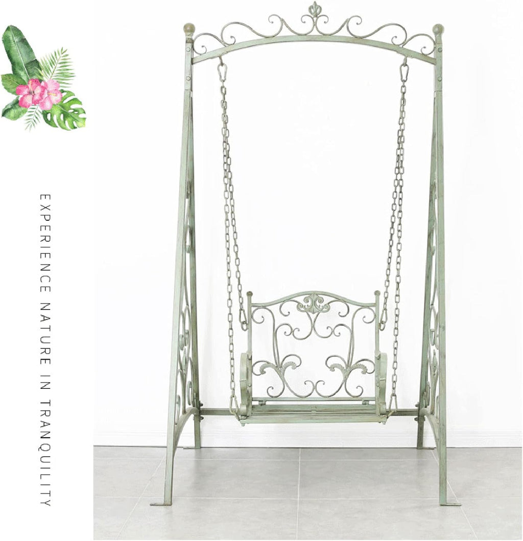 Swing Chair, Retro Wrought Iron Outdoor Single Swing Hanging Basket Rocking Chair, Courtyard Garden Chair Children's Hanging Chair