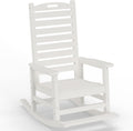 PLUUV Outdoor Rocking Chair with Removable Footboard for Adults, HDPE High Back Patio Rocking Chairs, 330lbs All Weather Porch Rocking Chairs for Outdoor & Indoor -White