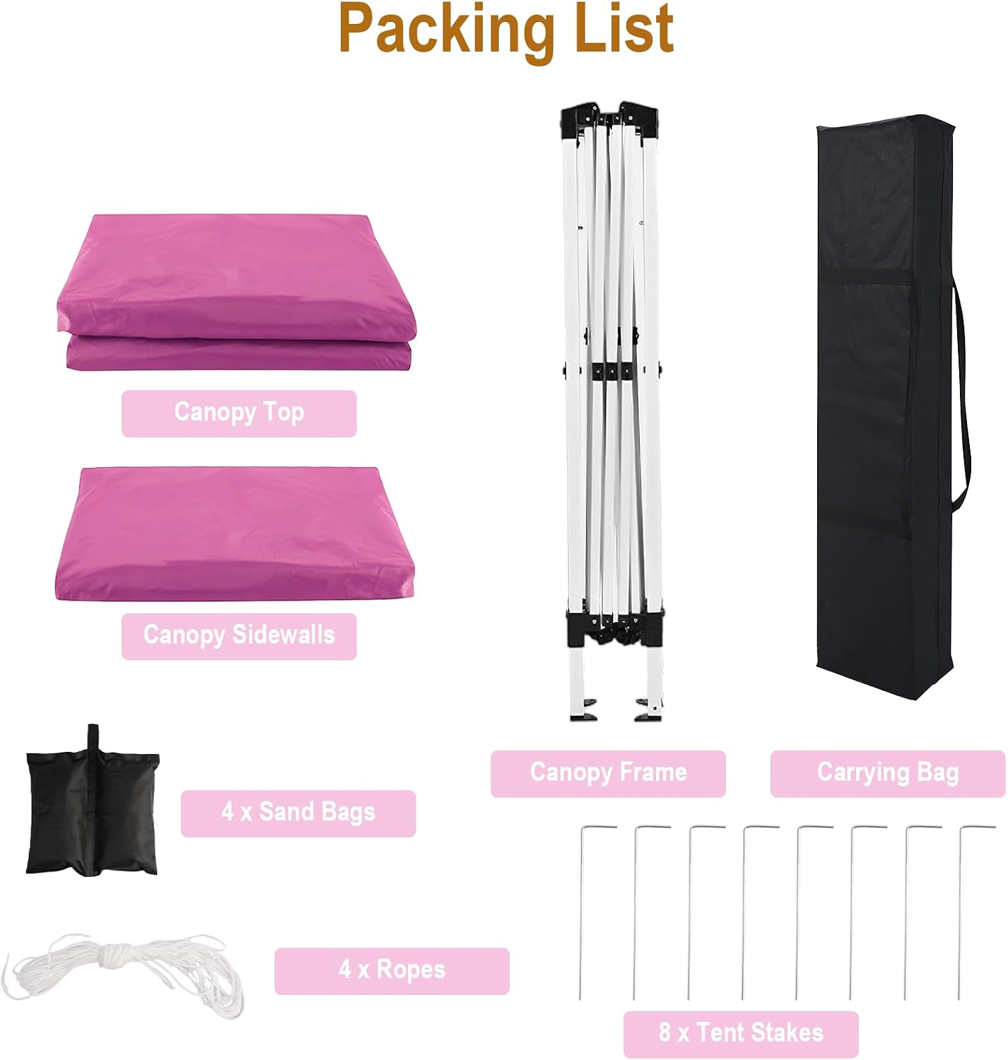 10x10 Pink Pop Up Canopy Tent Heavy Duty with 4 sidewalls Commercial Outdoor Party Tent Event Wedding Tents Instant Canopy Gazebo with Carry Bag UPF 50+ Waterproof