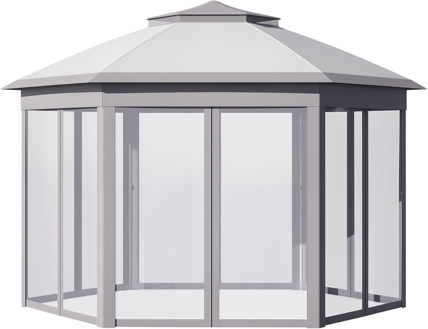 Outsunny 11' x 13' Pop Up Gazebo Canopy Tent with Zippered Mesh Sidewalls and Carrying Bag, Event Tent Shelter for Patio Garden Backyard, Gray