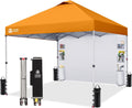 CROWN SHADES Canopy Tent, 10 x 10 Foot Portable Pop Up Outdoor Shelter with Pocket Sidewall, Push Center Lock, UV Protection, and Carry Bag, Orange