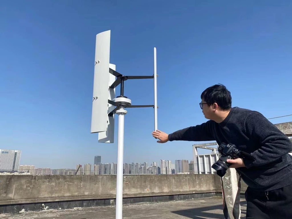 800W 12V Wind Turbine Generator VAWT 3 Blades Vertical Axis Wind Turbine Kit 2m/s Low Wind Speed Starting Wind Power Generator with MPPT Controller for Home Industrial Camping Boat Use