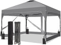8x8 FT 1-Button Push Pop Up Canopy with 4 Clear PVC Sidewalls, Sandbags, Instant Canopy Tent for Outdoor Events