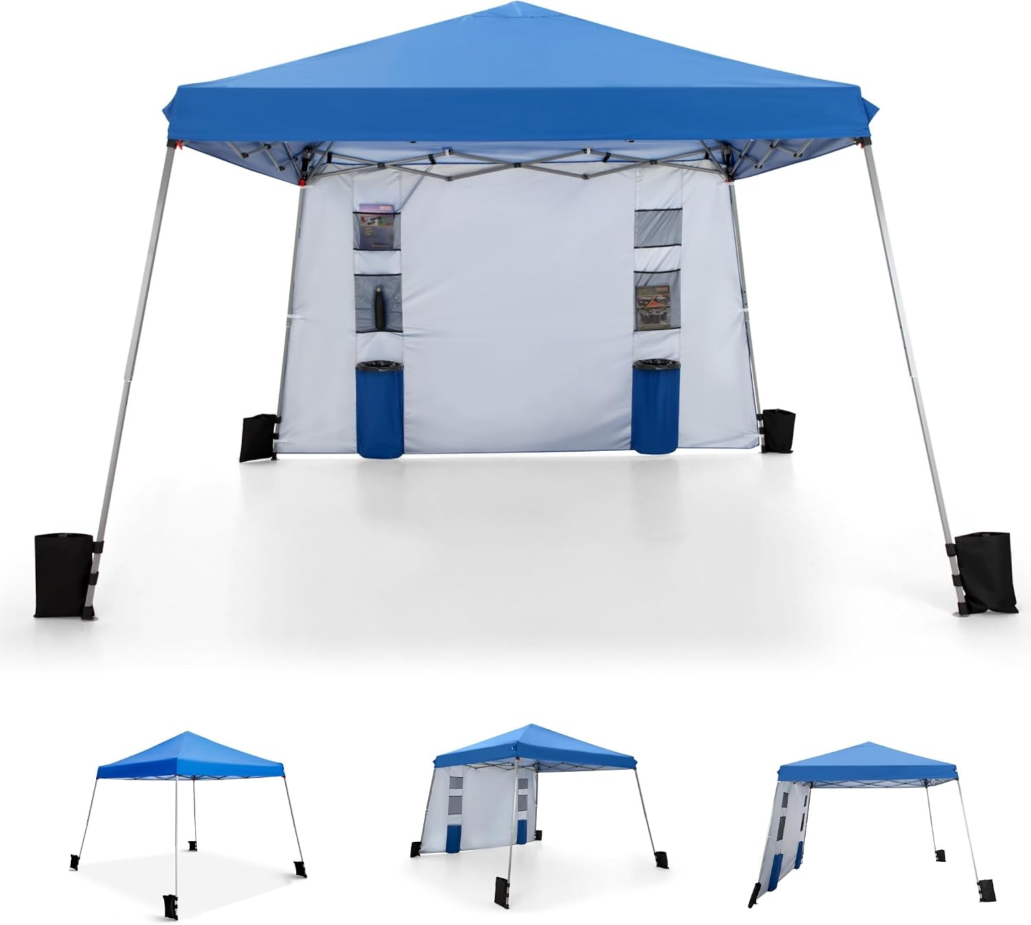 MFSTUDIO 12x12 Pop up Canopy Tent, Gazebo Shelter Sun Shade Canopies Patio Portable Popup Tents Easy Setup Waterproof with 9x9ft Top, 1 Sidewall, for Beach,Parties,Picnics