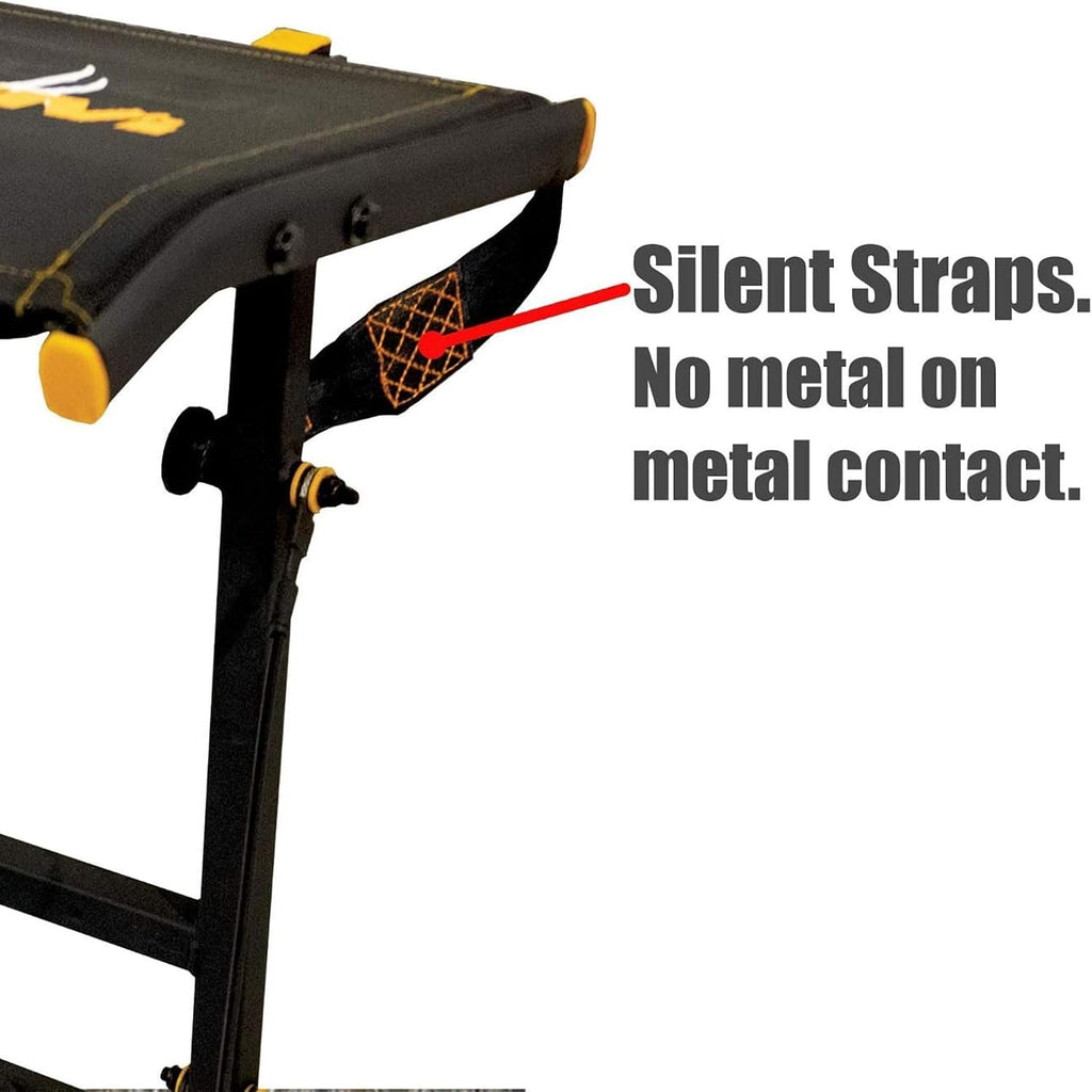 MUDDY The Boss 1 Person Hang On Tree Stand, Deer Hunting Stand with Silent Straps, FlexTek Seat and Wide Stance Platform, Black