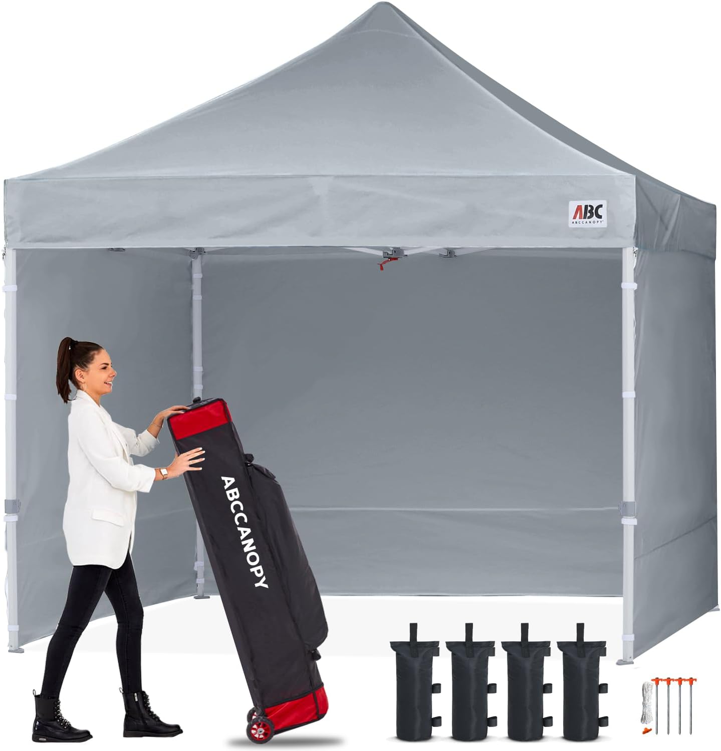ABCCANOPY Easy Pop Up Canopy Tent with Sidewalls Commercial -Series, Gray