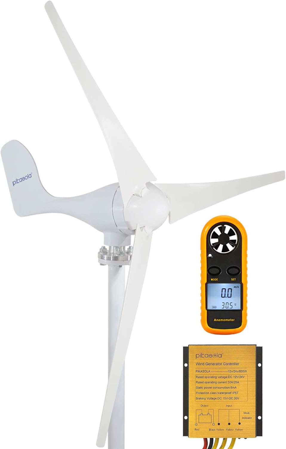 400W Wind Turbine Generator AC 12Volt Economy 3 Blades Windmill for Wind Solar Hybrid System 2.5m/s Start Wind Speed,400w Windmill Generator for Home