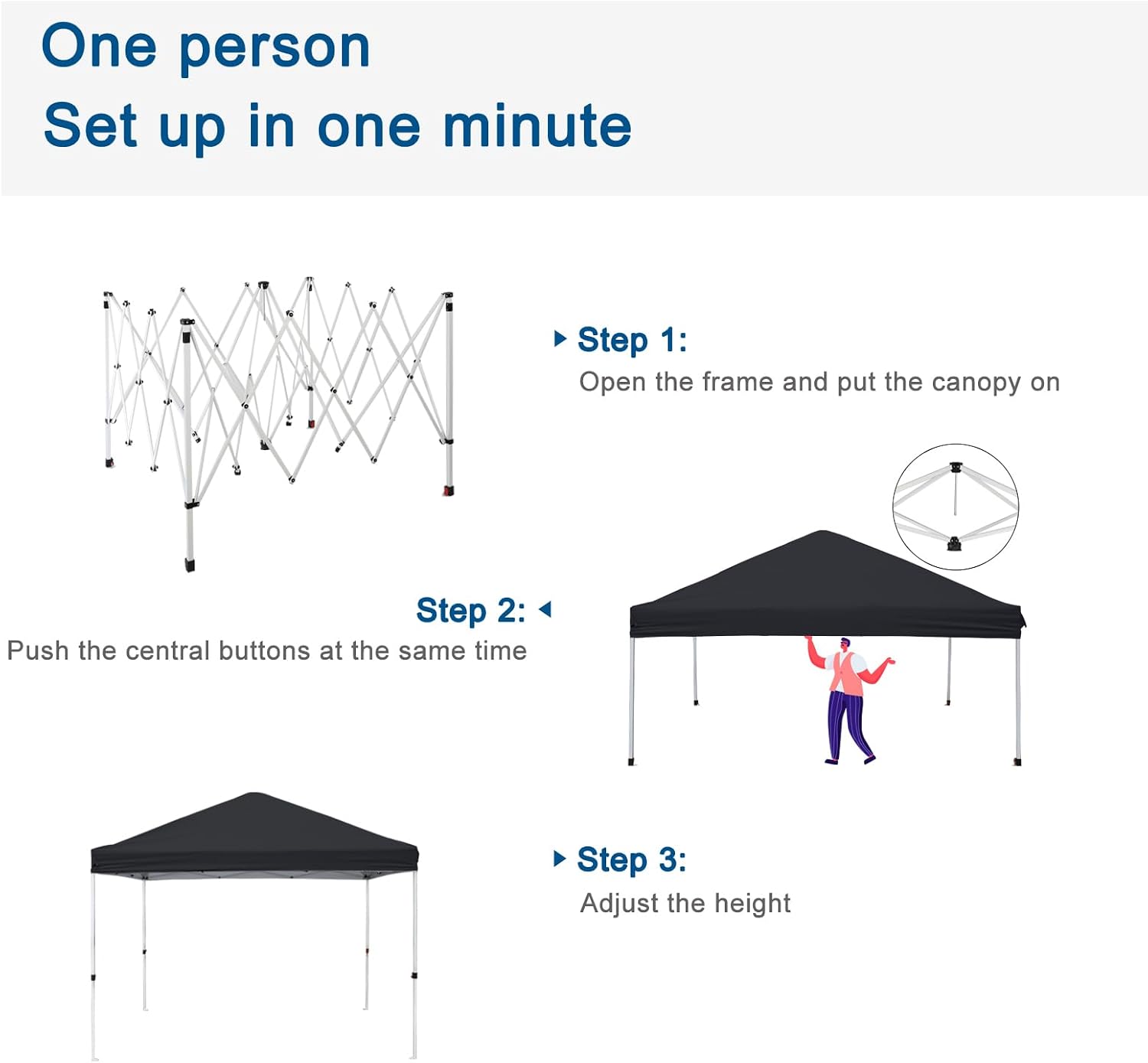 VINGLI 10'x10' Pop Up Canopy Tent with Sandbags & Rolling Bag, Portable Instant Party Tent Waterproof Outdoor Canopy for Outdoor Events, Party, Wedding (Black)
