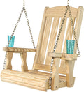 Amish Casual Heavy Duty Mission Pressure Treated Swing Chair with Cupholders (Unfinished)