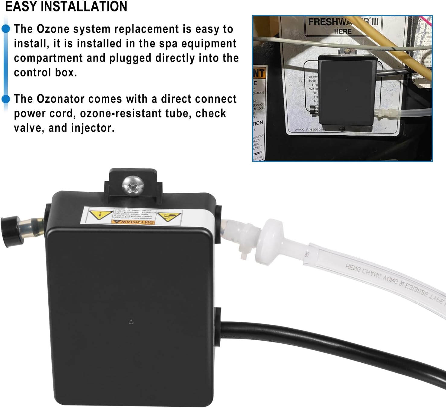 72602 Complete Ozonator Unit Ozone Generator Replacement Parts for Watkins Freshwater III Ozone System Fit for Hot Spring Spas & Hot Tub Models 1995 to Current