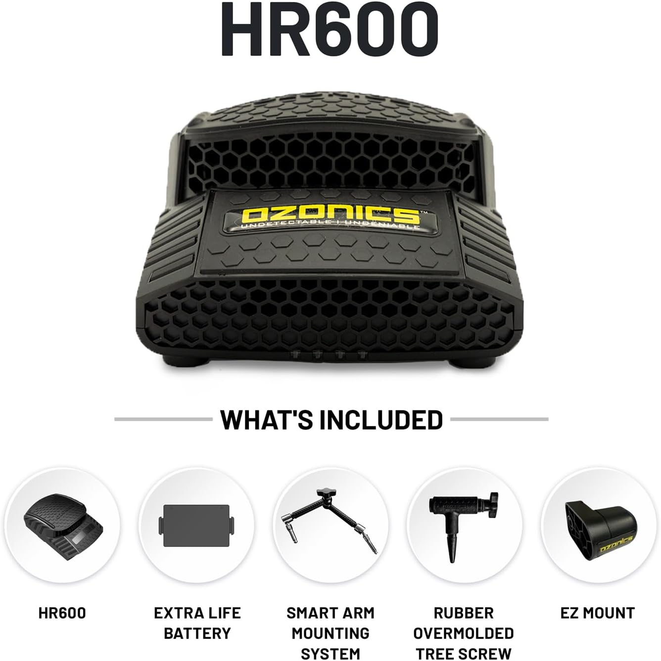 Ozonics HR-600 Hunting Scent Eliminator – Replaceable Coil, XL Rechargeable Battery with On-Board Charger, Top-Mounted Air Intake, Bluetooth Control, Ozone Generator with 5 Operation Modes