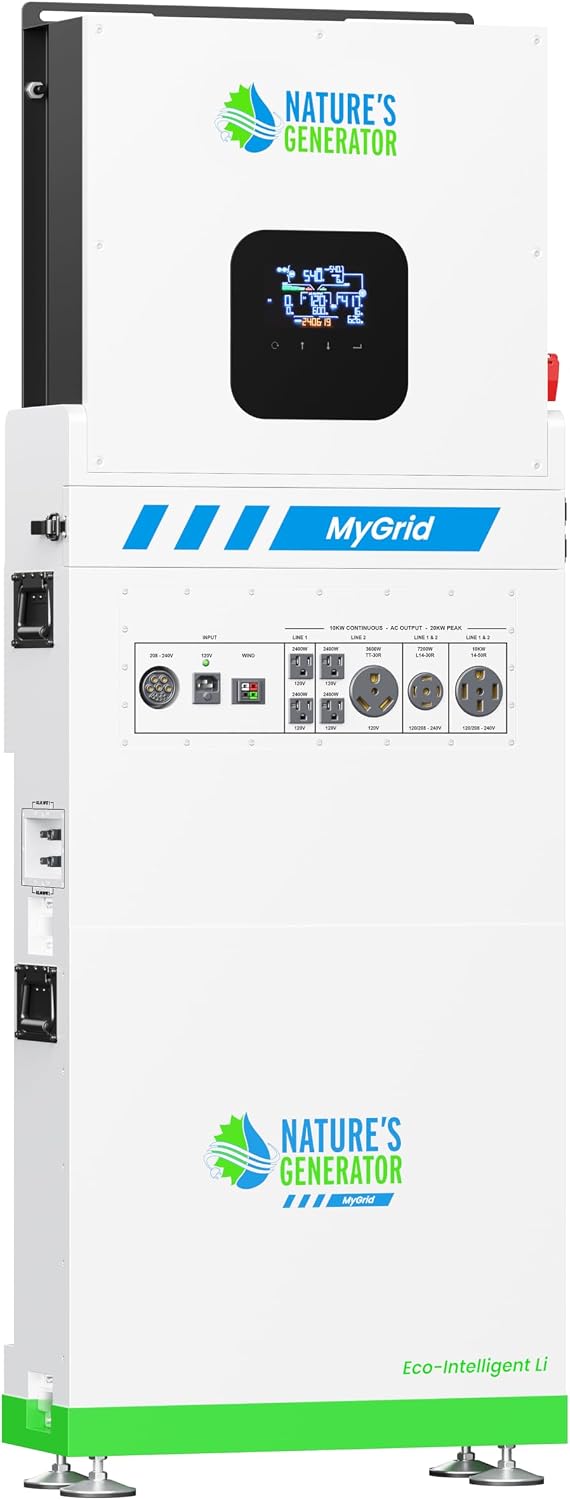 Nature's Generator Mygrid Lithium 10K Solar Generator with 4pcs 400W Folding Solar Panel