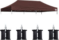 Eurmax USA 10x20 Pop Up Canopy Replacement Top,Universal Instant Canopy Cover ONLY,Heavy Duty UPF 50+ UV Protection,Water & Wind Resistant Tarp,30+ Colors Available,Bonus 4 Sand Bags (Brown)