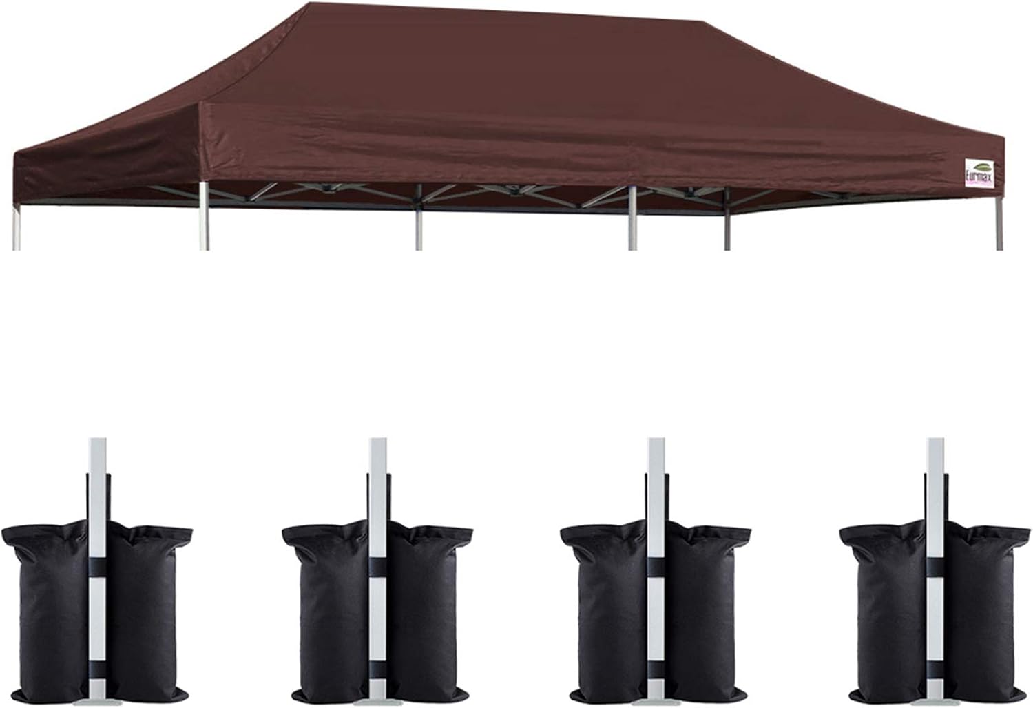 Eurmax USA 10x20 Pop Up Canopy Replacement Top,Universal Instant Canopy Cover ONLY,Heavy Duty UPF 50+ UV Protection,Water & Wind Resistant Tarp,30+ Colors Available,Bonus 4 Sand Bags (Brown)