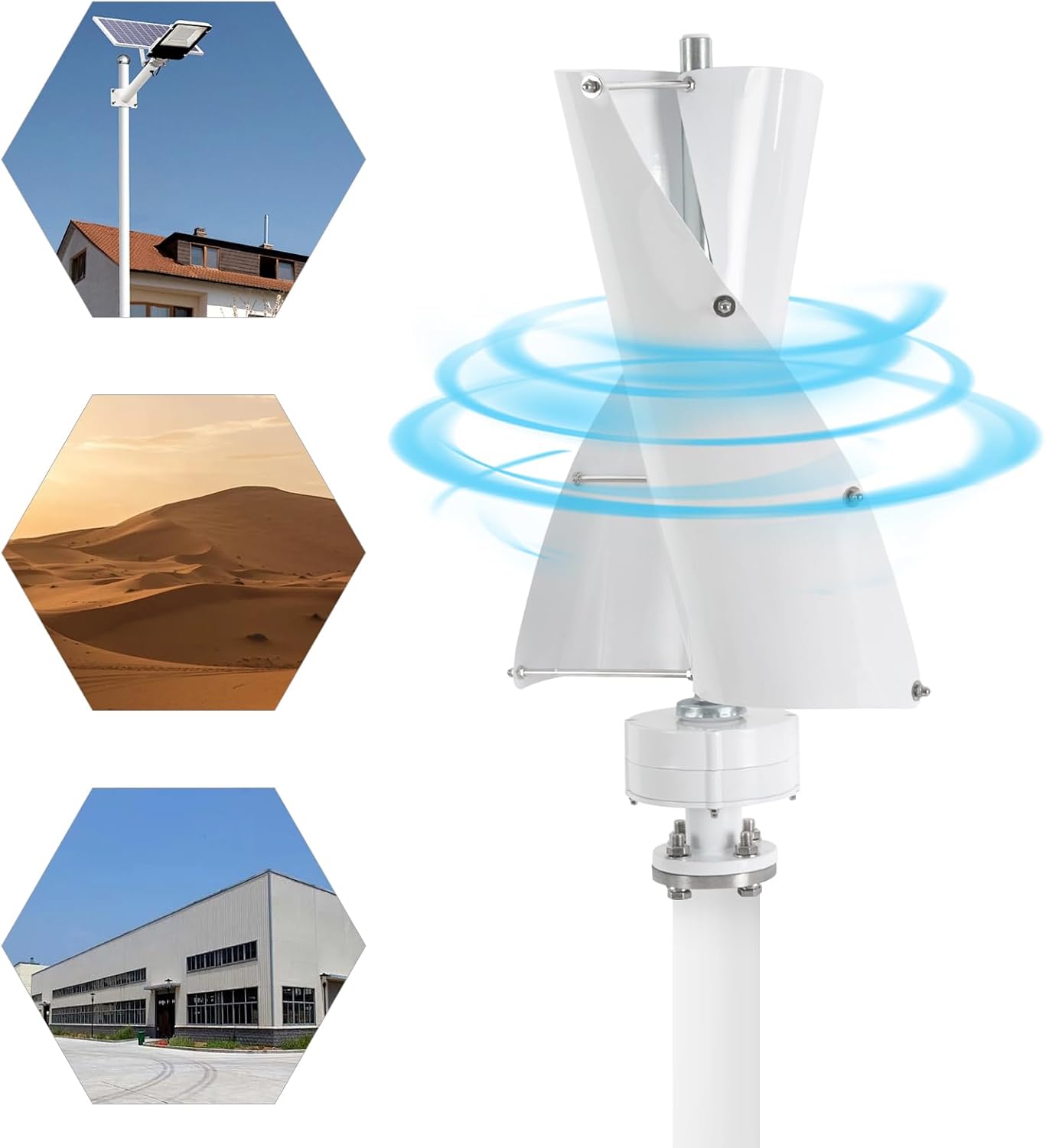 Wind Generator, 100W 12V Vertical Wind Turbine Generator Vertical Axis Wind Turbine Vertical Wind Generators Kit Wind Power Generators w/Controller for Home, Business, Ships