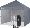 CROWN SHADES Pop Up Canopy Tent, 8x8 Commercial Canopy Tent with 4 Sidewalls, 4' Wheels, 4 Upgraded Weights, Patented Centerlock, 400D Fabric, Sto'N Go Bag, Gray